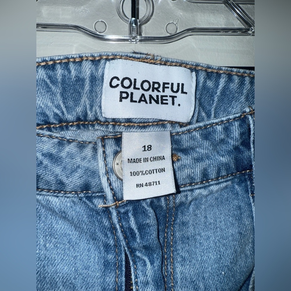 Colorful Planet Baggy Wide Legs Girls Jeans Size 18 - Picture 5 of 9